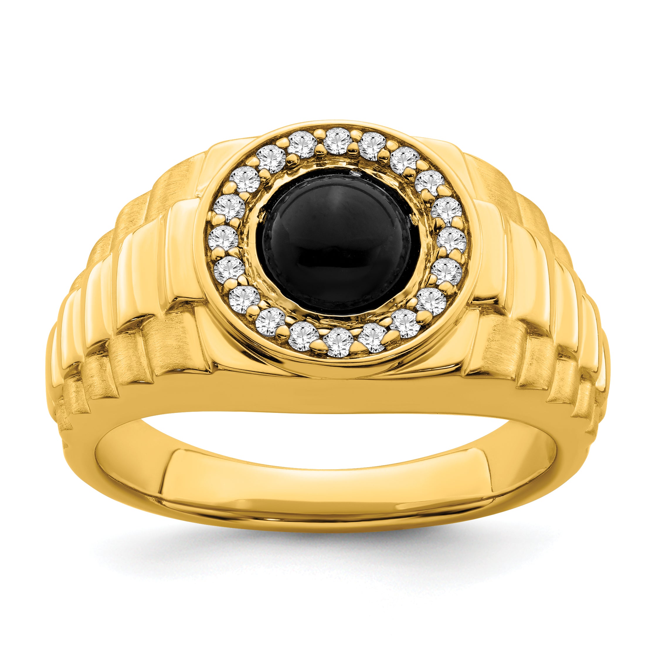14k Onyx and Diamond Mens Ring