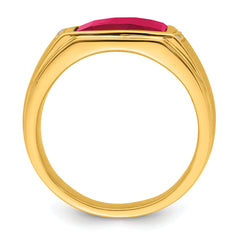 14k Created Ruby and Diamond Mens Ring