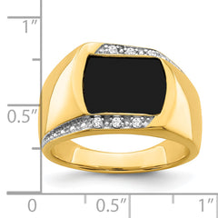 14k Onyx and Diamond Mens Ring