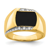 14k Onyx and Diamond Mens Ring