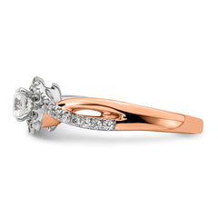 14k Two-tone Rose and White Gold 5/8 carat Lab Grown Diamond VS/SI+ G+ Round Complete Fancy Halo Engagement Ring