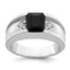 14k White Gold Onyx and Diamond Mens Ring