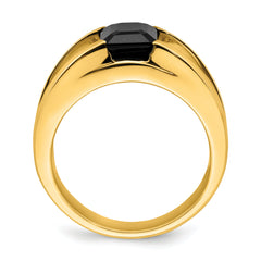 14k Onyx and Diamond Mens Ring