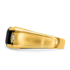 14k Onyx and Diamond Mens Ring