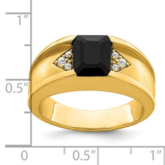 14k Onyx and Diamond Mens Ring