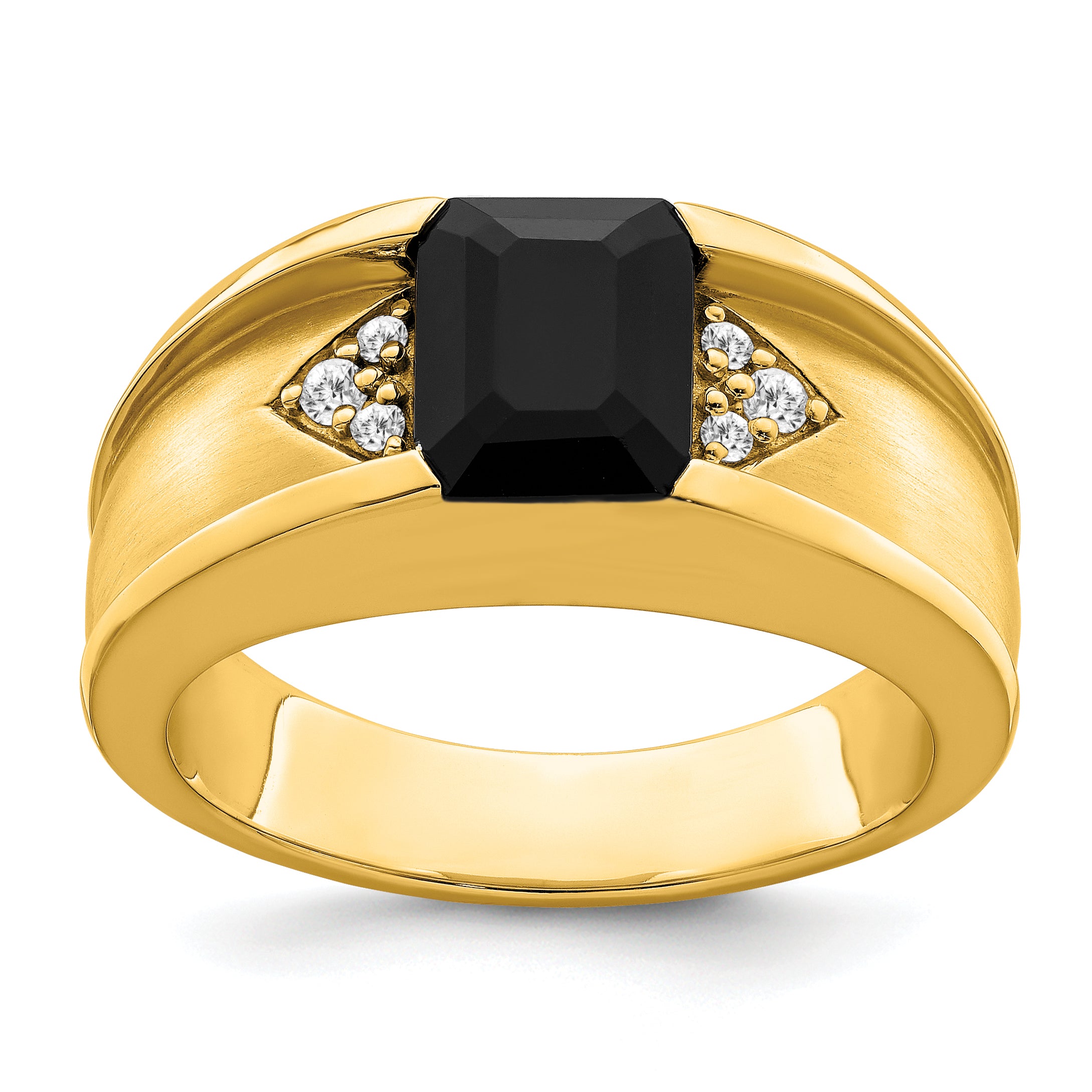 14k Onyx and Diamond Mens Ring