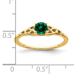 10k Created Emerald Celtic Knot Ring
