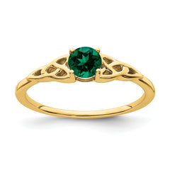 10k Created Emerald Celtic Knot Ring