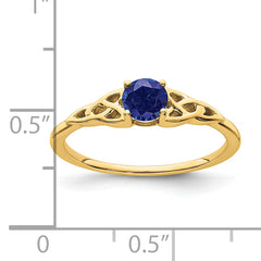 10k Created Sapphire Celtic Knot Ring