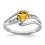 Sterling Silver Rhodium-plated Citrine and Diamond Ring