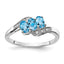 Sterling Silver Rhodium-plated Blue Topaz and Diamond Ring