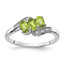 Sterling Silver Rhodium-plated Peridot and Diamond Ring, Size 6–8 - Sophia Jewelers