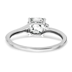 Sterling Silver Rhodium-plated White Topaz and Diamond Ring