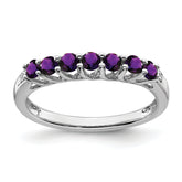 10k White Gold Amethyst and Diamond 7-stone Ring