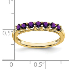 10k Amethyst and Diamond 7-stone Ring