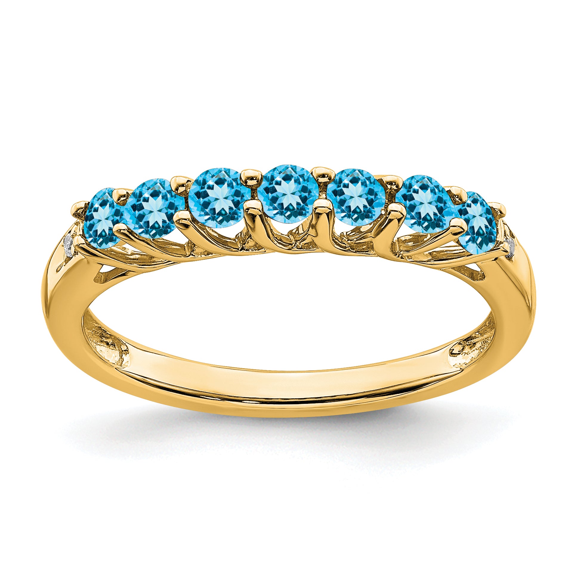 10k Blue Topaz and Diamond 7-stone Ring