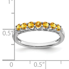 10k White Gold Citrine and Diamond 7-stone Ring