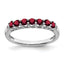 10k White Gold Created Ruby and Diamond 7-stone Ring