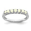 10k White Gold Created Opal and Diamond 7-stone Ring