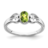 Sterling Silver Rhodium-plated Peridot Ring