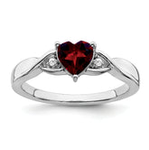 Sterling Silver Rhodium-plated Garnet and Diamond Ring
