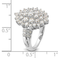 14k White Gold 2 5/8 carat Lab Grown Diamond VS/SI+ G+ Complete Cluster Fashion Ring