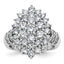 14k White Gold 2 5/8 carat Lab Grown Diamond VS/SI+ G+ Complete Cluster Fashion Ring