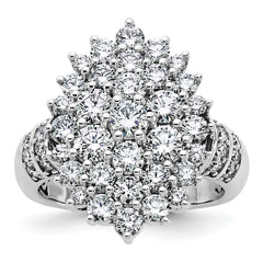 14k White Gold 2 5/8 carat Lab Grown Diamond VS/SI+ G+ Complete Cluster Fashion Ring