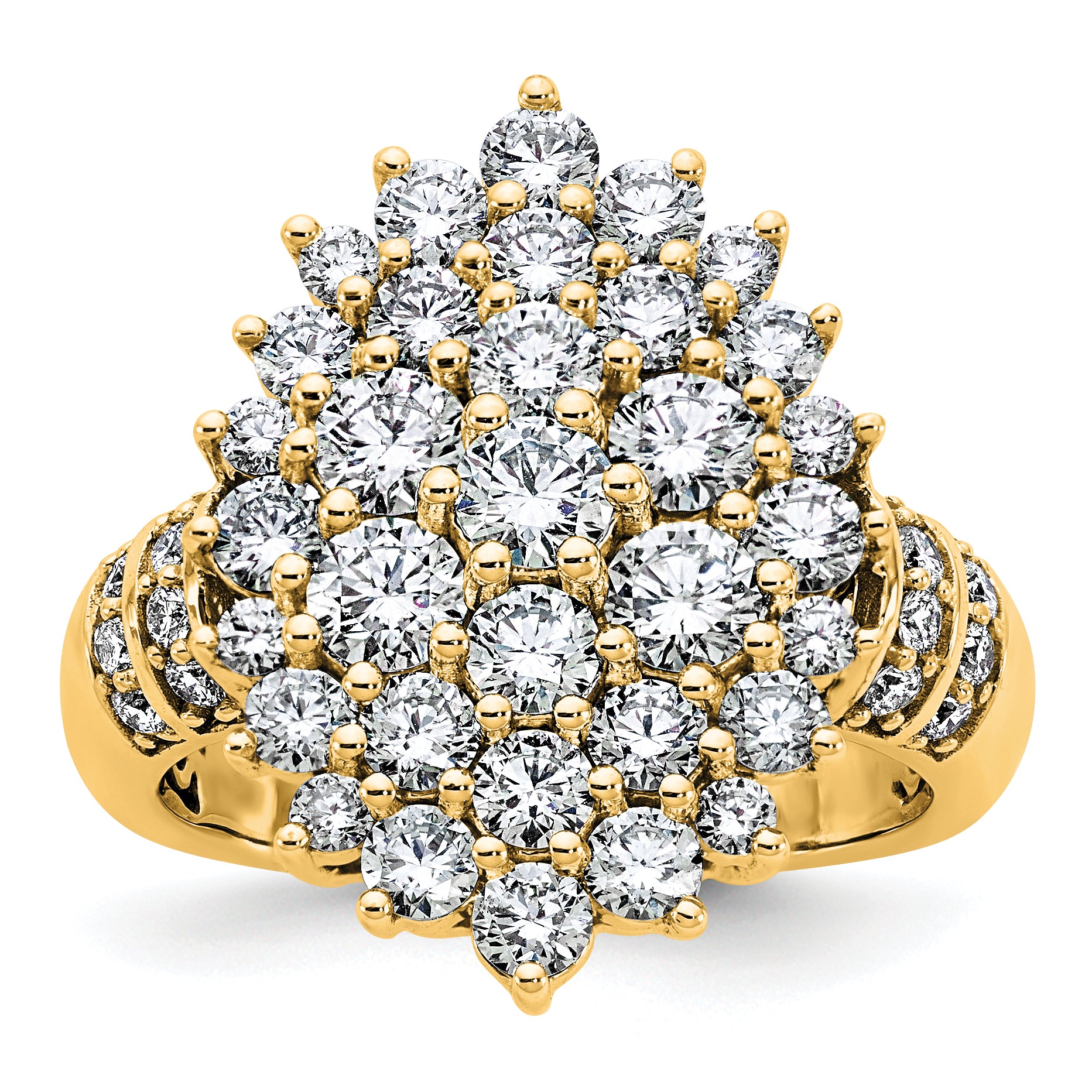 14k 2 5/8 carat Lab Grown Diamond VS/SI+ G+ Complete Cluster Fashion Ring