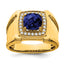 Men's Lab-Created Blue Sapphire & Lab-Grown Diamond Ring in 14K Yellow Gold (1/4 ct. tw.), Size 10 - Sophia Jewelers