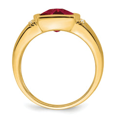 14k Created Ruby and Diamond Mens Ring