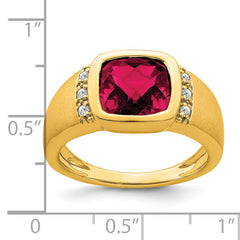14k Created Ruby and Diamond Mens Ring