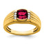 Men's Cushion Lab-Created Ruby & Diamond Ring in 14K Yellow Gold (1/10 ct. tw.), Size 10 - Sophia Jewelers