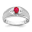 Men's Oval Ruby & Diamond Ring in 14K White Gold (0.02 ct. tw.), Size 10 - Sophia Jewelers