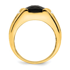 14k Onyx and Diamond Mens Ring