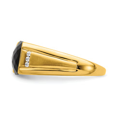 14k Onyx and Diamond Mens Ring