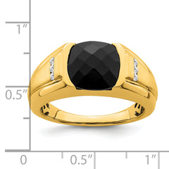 14k Onyx and Diamond Mens Ring