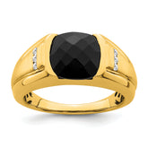 14k Onyx and Diamond Mens Ring