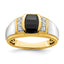 14k Two-tone Onyx and Diamond Mens Ring