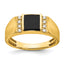 14k Square Onyx and Diamond Mens Ring