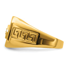 14k Onyx and Diamond Greek Key Design Mens Ring