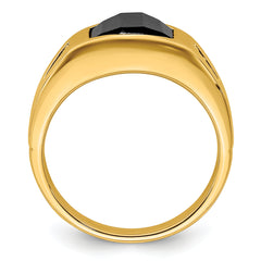 14k Onyx and Diamond Mens Ring
