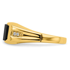 14k Onyx and Diamond Mens Ring