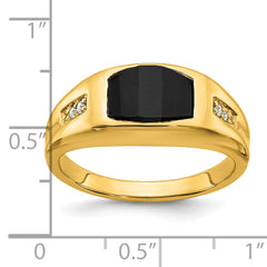 14k Onyx and Diamond Mens Ring