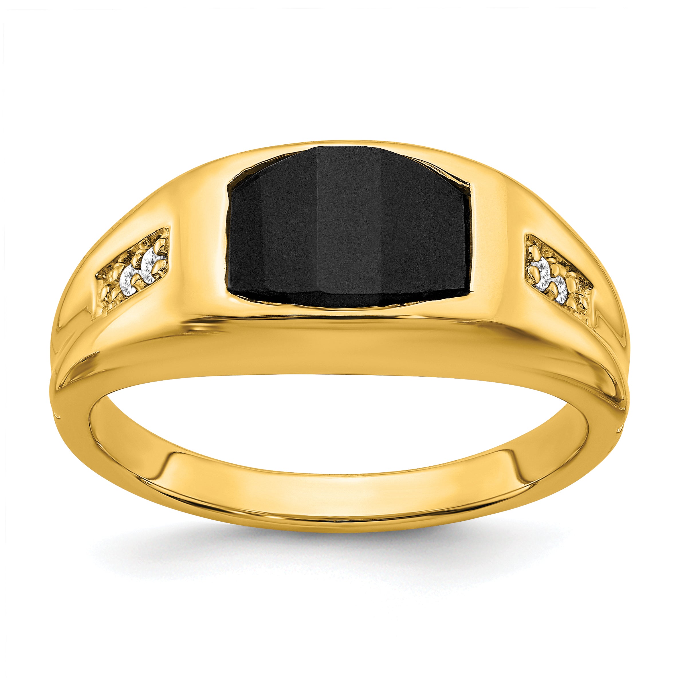14k Onyx and Diamond Mens Ring