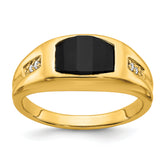 14k Onyx and Diamond Mens Ring