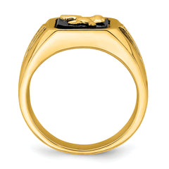 14k Onyx and Diamond Eagle Mens Ring