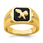 Men's Onyx & Diamond Eagle Ring in 14K Yellow Gold (1/20 ct. tw.), Size 10 - Sophia Jewelers