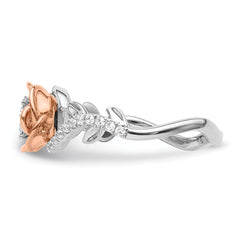 14k Two-Tone Rose and White Gold 1/4 carat Lab Grown Diamond VS/SI+ G+ Complete Flower Ring
