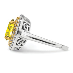 14K Two-Tone Lab Grown VS/SI+ G+ Dia & Created Yellow Sapphire Ring